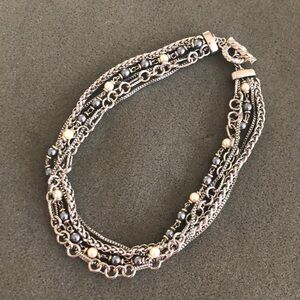 Premier Designs Multi-Strand Silver Beaded Necklace